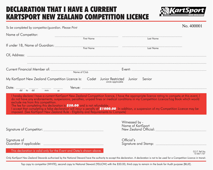 Licence Declaration Large